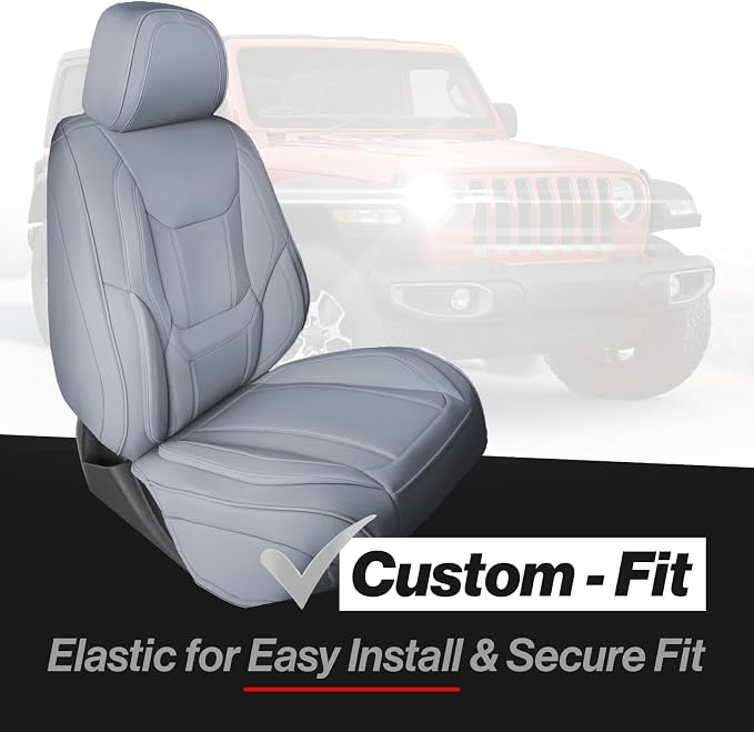 Coverland Custom SUV Car Seat Covers for 2015-2019 Subaru Outback | Premium Waterproof Faux Leather Non-Slip Memory Foam Airbag Compatible Custom Fit Interior Protector [Front Seat-Gray] - Image 2