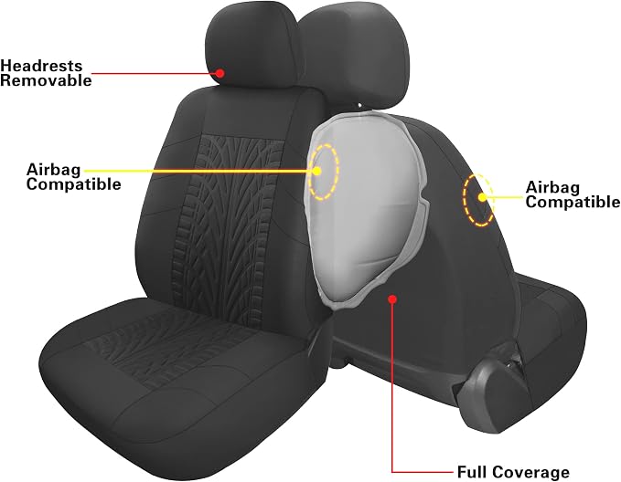 Pariitadin Car Seat Covers Full Set, Washable and Breathable Premium Cloth Automotive Vehicle Seat Cover for Car Interior, Universal Fit for Most Cars, Sedan, Truck, SUV(Black) - Image 5