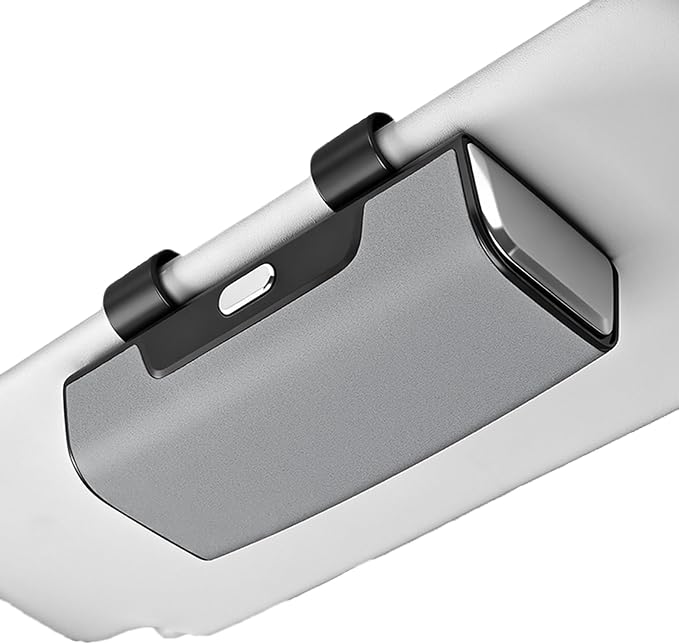 Car Sunglasses Holder for Sun Visor, Button Leather Eyeglass Hanger and Interior Storage Box by HOLDCY