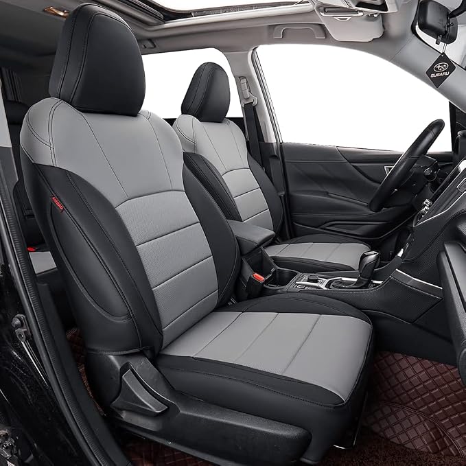 Car Seat Covers Custom fit for 2014-2018 Subaru Forester SUV,Faux Leather | Full Set Suv Seat Cushion,Easy Installation,Factory Look,Waterproof Car Seat Protector (Black/Gray) by Coverdream