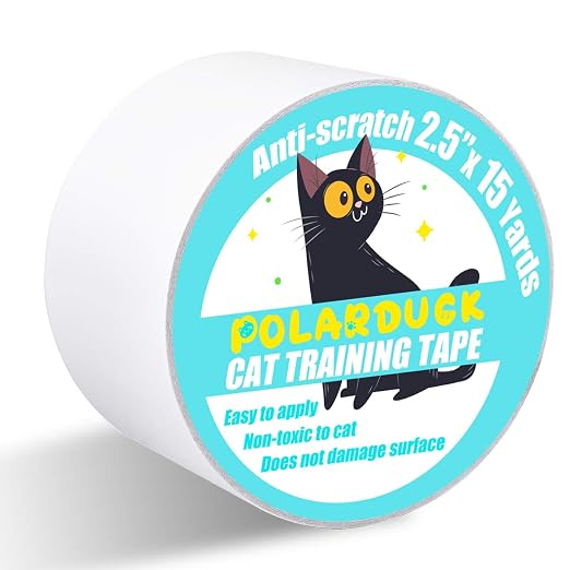 Polarduck Anti Cat Scratch Tape, 2.5 inches x 15 Yards Cat Training Tape, 100% Transparent Clear Double Sided Cat Scratch Deterrent Tape, Furniture Protector for Couch, Carpet, Doors, Pet & Kid Safe by Polarduck