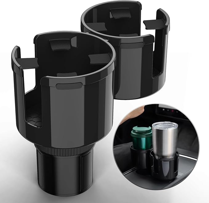 TYKOR Car Cup Holder Expander, 2 in 1 Adapter with Expandable Base | Fits Yeti, Fits Hydroflask, Fits Stanley, Fits Large Water Bottles and Mugs, 10-46 OZ Capacity by TYKOR