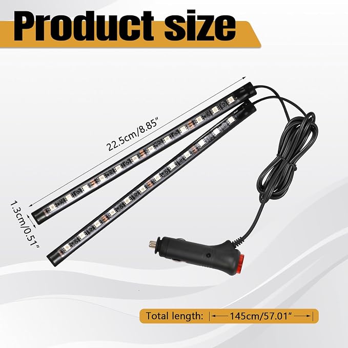 wuyaoyao Car LED Strip Light, 24LED Lights w/Cigarette Lighter, White | 12V Ambient Lighting Kit for Decor, RGB Neon Atmosphere Lamps, Under Dash Ambient Night Light, Universal Car Accessories - Image 2