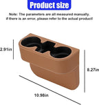 YoRise Car Cup Holder, PU Leather Automotive Cup Drink Holder, Car Seat Gap Filler Storage Box, Multifunctional Front Seat Organizer, Cell Mobile Phone Holder, Coin Bucket (Brown) - Image 2