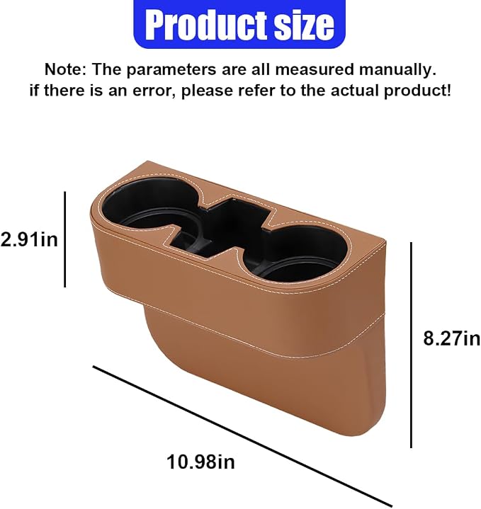 YoRise Car Cup Holder, PU Leather Automotive Cup Drink Holder, Car Seat Gap Filler Storage Box, Multifunctional Front Seat Organizer, Cell Mobile Phone Holder, Coin Bucket (Brown) - Image 2