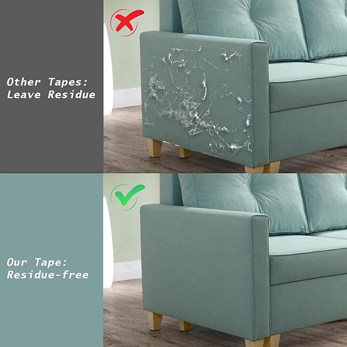 Anti Cat Scratch Furniture Protector (17.3" x 118") Single Sided | Thicken Vinyl Transparent Cat Anti Scratch Tape Flexible Couch Protector from Cat Claw Sticky Paws for Sofa, Door, Wall, Bed - Image 6