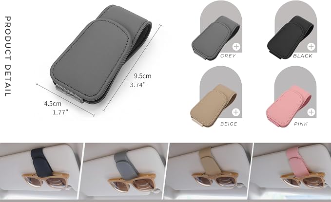Magnetic Leather Car Sunglass Holder, Visor Sunglasses Holder Clip, 1 Pack | Suitable for Different Size Eyeglasses, Easy Opreation, Car Organziation Accessories - Image 4
