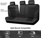 CAR PASS 3D Foam Mesh Leather Back Bench Car Seat Covers,Breathable Rear Seat Cover Universal Fit for Most Cars Sedans SUVs Vans Small Trucks 95% Automotive Backseat, Black - Image 3