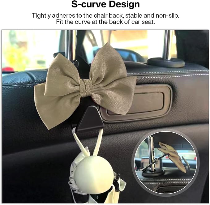 2-Pack Car Seat Headrest Hooks, Handbag Hangers, Grass green | Storage organizer for handbags, clothes, coats and grocery bags; practical interior accessory for most cars and SUVs - Image 2