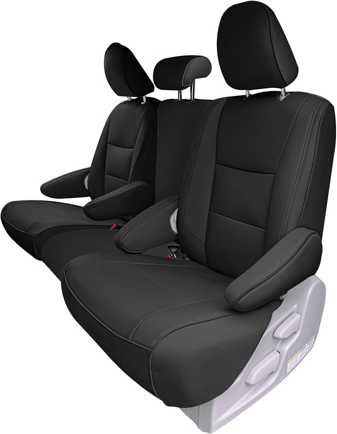 FH Group Custom Fit Car Seat Covers Specifically Made for 2011-2020 Toyota Sienna 8 Passenger, Car Seat Cover 2nd Row, Automotive Seat Covers in Black Faux Leather, Waterproof and Washable Seat Covers by FHGroup