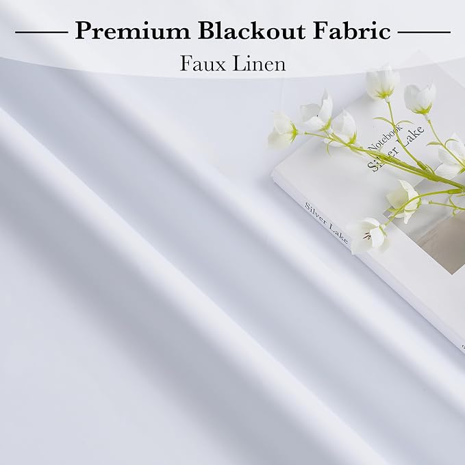 RYB HOME 100% Blackout Door Curtains, French Door Window Cover, Pure White | Self Adhesive, Thermal Insulated, For Office Kitchen Front Entry Front Back Door Glass Window, W30 x L80, 1 Panel - Image 6