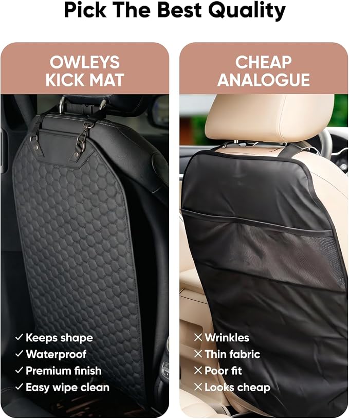 Kick Mat Back Seat Protector - Car Back Seat Cover for Kids Feet - Waterproof & Sturdy Protector for Upholstery from Dirt, Mud, Scratches and Stain (Black 2 pcs) - Image 9