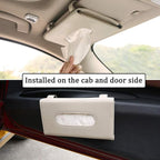 Carstuus Beige Car Tissue Holder for Sun Visor, Universal Fit All Vehicles | Hanging Tissue Box, Easy Refill, Includes Paper Napkins, Easy-Access, Universal Car Accessory for Men Women, Car Must Haves - Image 3