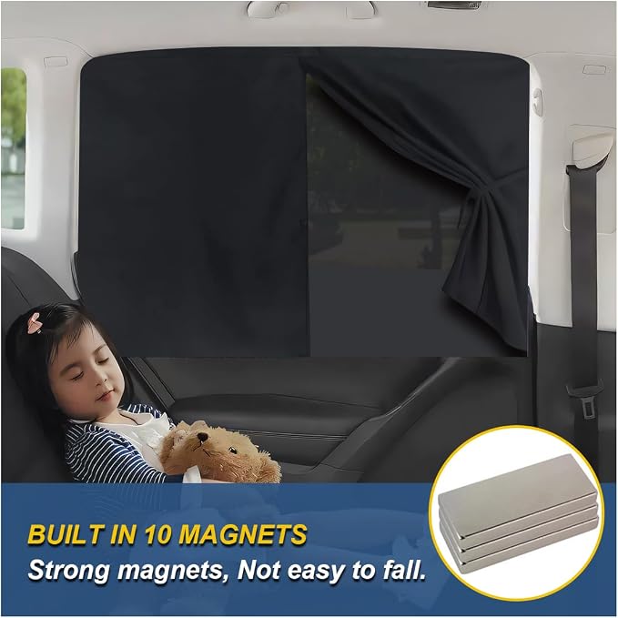 ZIMISI Car Window Shades, Magnetic Double Layer Window Screen for Baby Protection, UV Protection Privacy Blackout/Half Shade Car Window Covers, Auto Sun Shade Curtains Accessories (Black) - Image 3