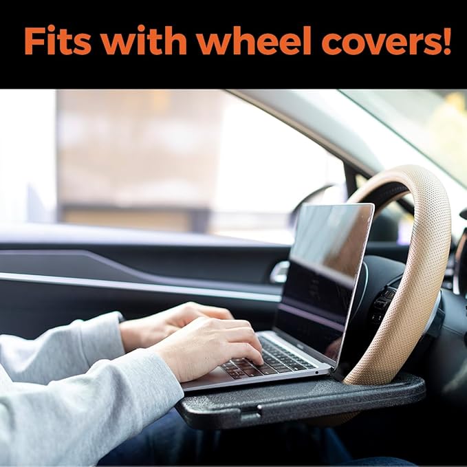 2-in-1 Steering Wheel Tray Table & Car Desk - Hot Pink Ring | Car Table Tray for Parked Laptop Work, Meals, Cup Holder Use, Wheel Covers, Pickups, SUVs, and Travel Breaks - Image 5