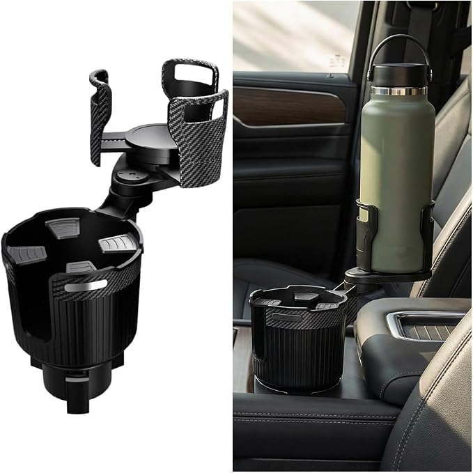 Car Cup Holder Expander, Expandable Arm Automotive Cup Holder Adapter with Adjustable Base, Vehicle Water Bottles Mugs Drinks Insert Adapter Extender, Universal Fit (Black) by Ywdiml