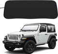 Premium Windshield Sun Shade for 2018-2026 Jeep Wrangler JL JLU & 2020-2026 Jeep Gladiator, Reflective 310T Material Front Window Sun Visor Blocks UV Rays Foldable Sunshade with Storage Pouch by PIMCAR