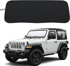 Premium Windshield Sun Shade for 2018-2026 Jeep Wrangler JL JLU & 2020-2026 Jeep Gladiator, Reflective 310T Material Front Window Sun Visor Blocks UV Rays Foldable Sunshade with Storage Pouch by PIMCAR