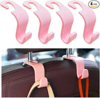 povtii 4PCS Car Seat Headrest Hook, Auto Back Seat Hanging Storage Organizer, Vehicle Seatback Hanger Holder for Purse Handbag Coat Umbrella, Universal Interior Car Accessories (Light Pink) by povtii