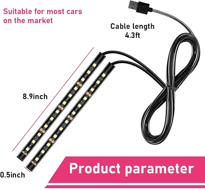 Car LED Strip Light, 24 LEDs RGB Neon Interior Atmosphere Lights, 12V Under Dash Ambient Night Light, USB Port Auto Interior Decorative Lamp, Universal Car Accessories (Blue) - Image 2