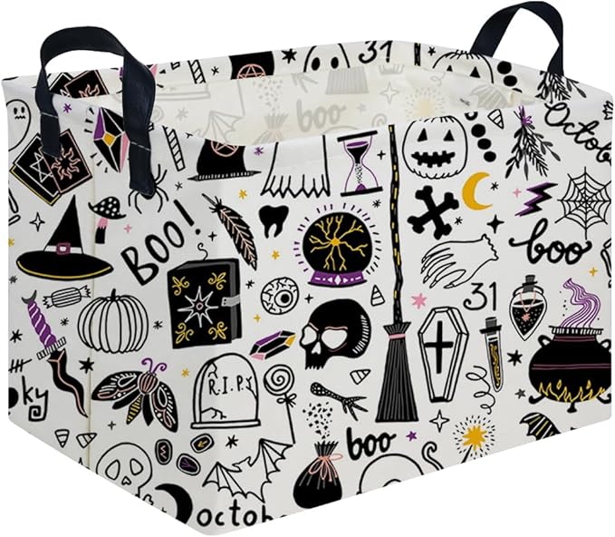 Halloween Ghost thriller basket,Empty Halloween basket,Horror and thriller decor,Trick or Treat Box for Boys and Girls,Horror decor(Magic Halloween) by FXOCSHE