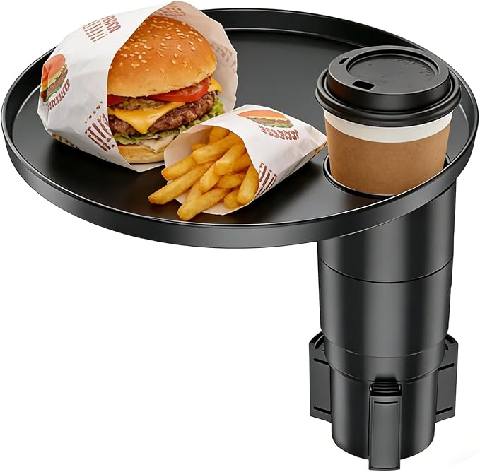 Car Tray 360° Rotating Cup Holder Table Organizer for Car Center Console Car Accessories Compatible with Most Vehicle by Seasonwind