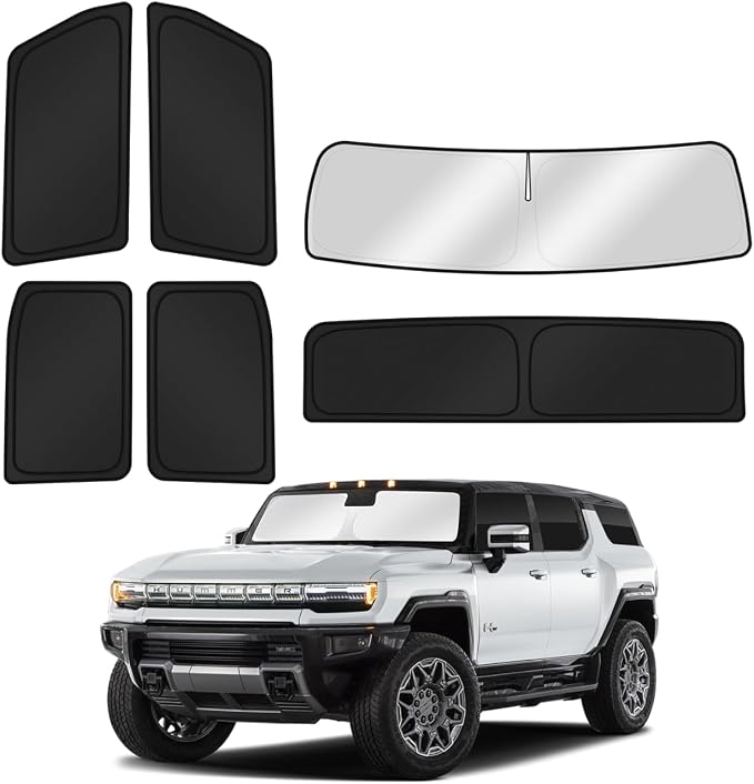 Canvcle Window Shades for 2022-2026 GMC Hummer EV Pickup Accessories Windshield Sun Shade Side Rear Window Covers Sunshade Sun Shield Privacy Protection for Camping Keep Car Cool Black 6PCS(Not SUV) by Canvcle