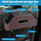 Zipelo Car Headrest Backseat Organizer with Cup Holder, Multi-Functional Vehicle Seat Back Hanging Storage Box with Hooks, Auto Drink Snack Phone Tray Travel Accessories for Kids Adults (Brown) - Image 3