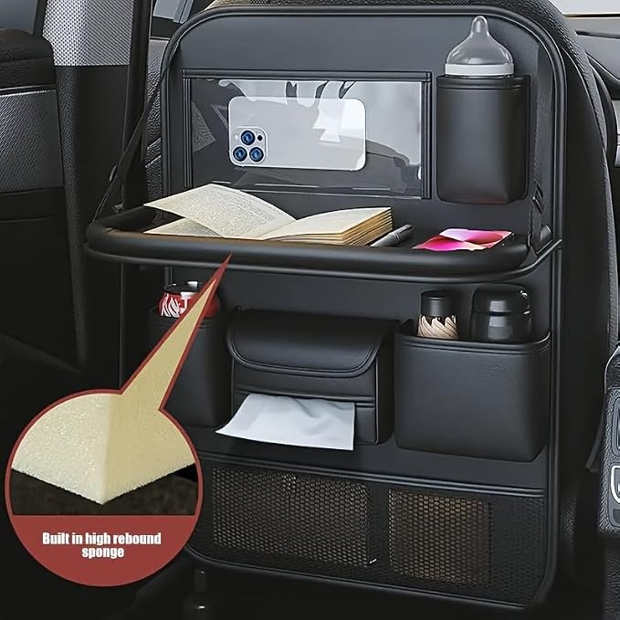 Car Backseat Organizer Foldable Tray with Tablet Holder | Storage pockets, SUV, sedan, seat back protection, travel organization, quick access - Image 7