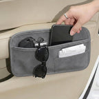 Car Seat Side Pocket Organizer, Suede Leather Vehicle Console Side Cell Phone Holder Storage Bag, Multifunctional Automotive Interior Seat Gap Filler Pocket Pouch, Universal Fit (Gray) - Image 4