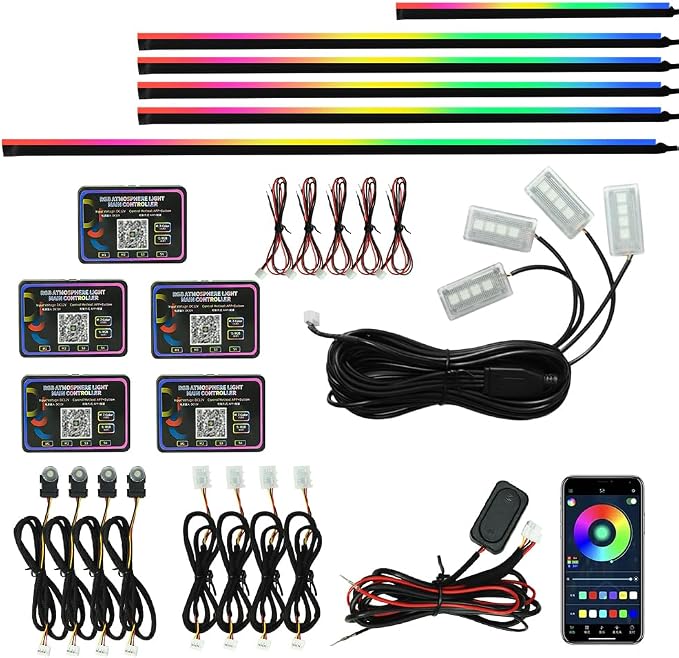 Interior Car Strip Lights Dreamcolor Acrylic Car Decorative Lights with APP Control Multicolor Internal Lighting Kit Music&DIY Function Ambient Fiber Optic Strip LEDs (Dreamcolor 18-1) by Unknown