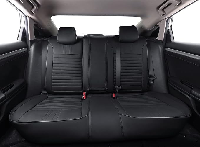 EKR Civic Seat Covers Custom Fit for Honda Civic (Sedan) EX 2022-2024 & Sport/Hybrid Sport 2025-2026(Rear Backrest Split W/Armrest) Waterproof Car Seat Cover Full Set,Faux Leather (Black) - Image 5