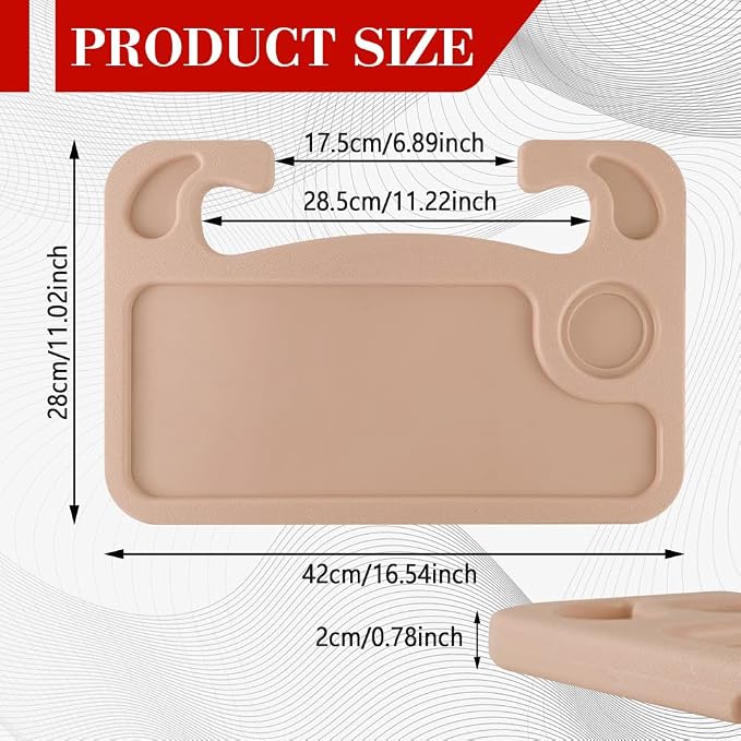 2 in 1 Car Steering Wheel Desk, Car Tray, Car Steering Wheel Desk Tray & Auto Seat Gap Filler Organizer, Multipurpose Travel Auto Steering Wheel Under Table Console for Most Vehicles (Beige) - Image 2