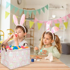 FXOLCSHE Rectangular Easter basket,Girl Easter basket,Nursery Hamper,Kids Toy Storage Basket for baby Bedroom,Kids Storage Bin,Toy Gift Organizerm,Home Decor(Pink Easter) - Image 2