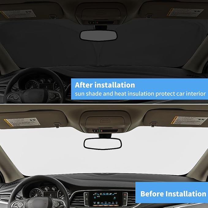 Windshield Sun Shade Car Sunshade Accessories Fit Buick Enclave 2018-2026 | HOHUIGO Front Window Screen Cover Foldable SUV Sun Visor UV Protector Heat Shield Shade for Buick Preferred Essence Premium - Image 5