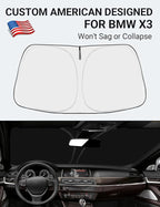Proadsy Custom Fit 2011-2017 BMW X3 Windshield Sun Shade, Blocks Heat | 240T Heat Shield, Drops Temp 54°F, Blocks 99% UV, Prevents Dashboard Cracking, Summer Parking & Beach Trips, Easy Twist-Fold - Image 2