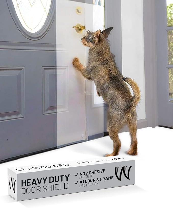 CLAWGUARD Heavy Duty Door Scratch Shield – 20x44 in. Door Scratch Protector Dog & Cat – Clear Wall, Frame & Furniture Cat Scratch Protectors by CLAWGUARD