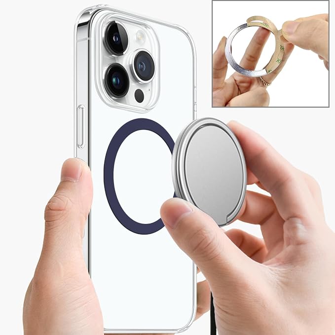 TENOC Universal Metal Ring Sticker, 6Pcs, Black+White | Compatible with iPhone/Samsung/Android Cellphones, Magnetic Phone Charger/Mount/Holder Conversion - Image 3