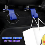4 Pack 4.13 Inch Car Seat Headrest Hooks, Blue | plastic body, supports up to 55 lb, tool-free post fit, rotates beneath headrest when idle, interior storage accessory - Image 6