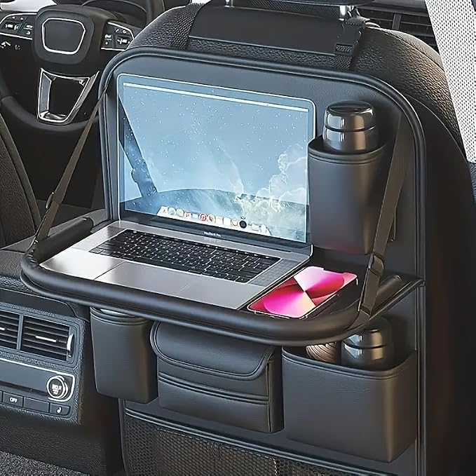Car Backseat Organizer Foldable Tray with Tablet Holder | Storage pockets, SUV, sedan, seat back protection, travel organization, quick access - Image 3