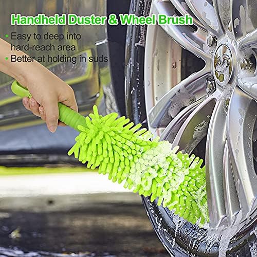 Wontolf 62'' Car Wash Brush With Long Handle - Chenille Microfiber Mop Mitt, Cleaning Kit, Windshield Window Squeegee, Duster, Microfiber Towels, Wheel Tire Brush for Cars, RV, Truck, Boat - Image 4