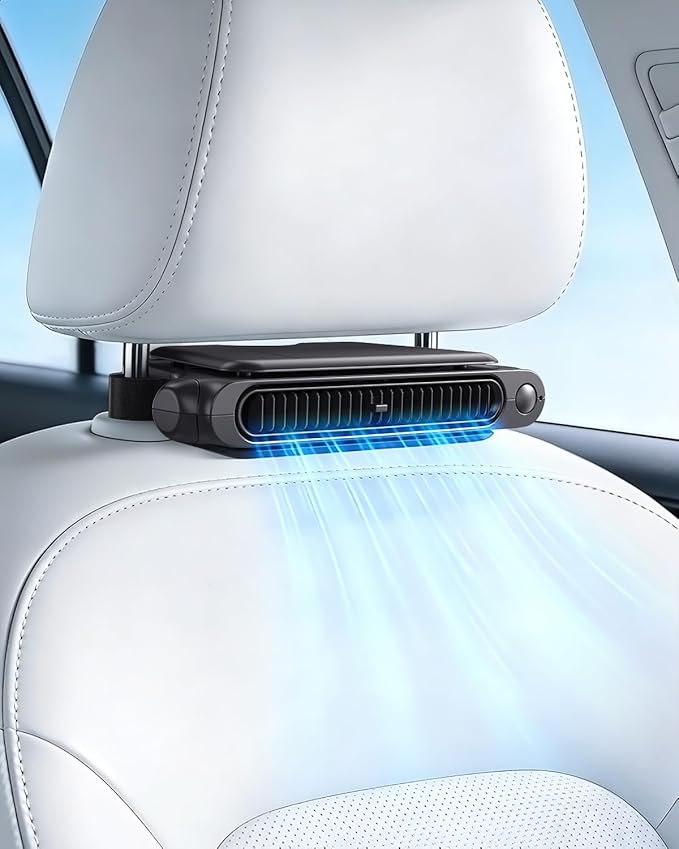 Car Fan for Front & Rear Seats, USB-Powered, Portable Seat-Mounted Cooling Fan with 3 Speeds, Quiet Brushless Motor, Baby-Friendly, Easy Installation for Cars, SUVs, Vans & Trucks by Unknown