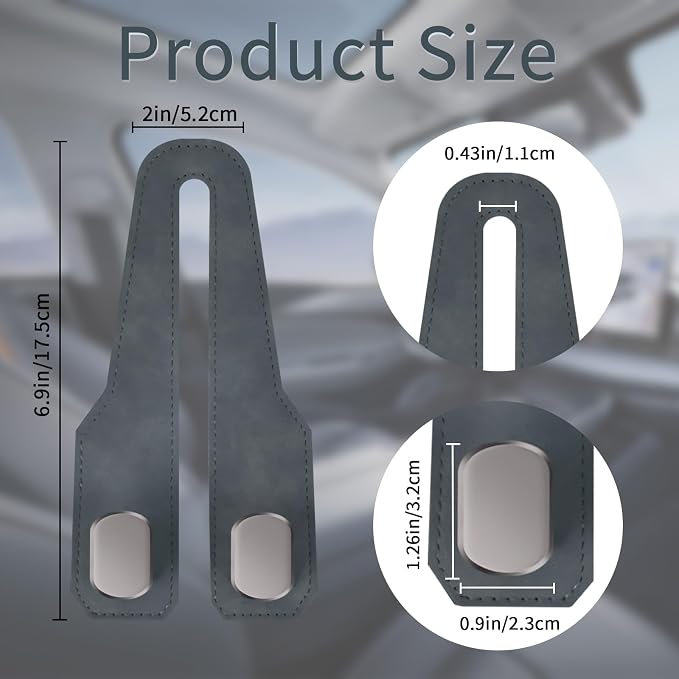 Car Purse Hook, Car Seat Headrest Hooks, Grey Leather 4 Pack | Car Purse Holder Hooks, Universal Car Hangers Seat Back Organizer Storage, Double Metal Hooks for Grocery Purses and Bags - Image 5