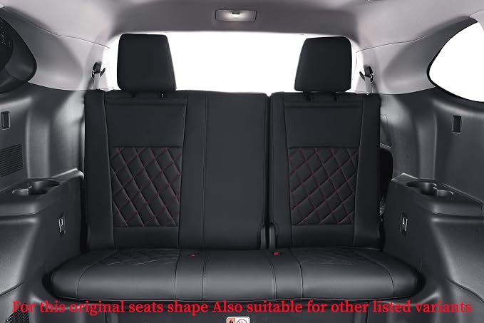 Full Set Car Seat Covers for Honda Odyssey 2011-2017,7-Seater,Faux Leather | for LX Only,2nd Row Captain Seats,Luxury Waterproof Seat Protector,Fit Like A Glove(Black-Diamond) - Image 3