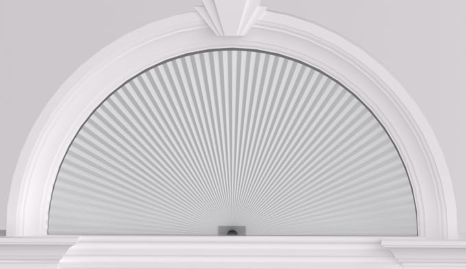 Myshade Arch Window Shades Half Circle Blackout Cellular Shades Cordless No Drill Blinds for Windows Half Moon Honeycomb Fabric No Tools Room Darkening Shades Easy Install (1PCS White 96" W X 48" H) by MYSHADE