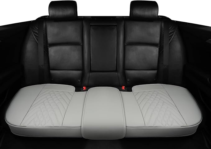 GIANT PANDA Premium PU Leather Rear Car Seat Cover Protector, Luxury Adjustable Anti-Slip Bottom Bench Seat Cover (49~59''),Fits 90% of Vehicles, Back Seat Cover, Grey - Image 2
