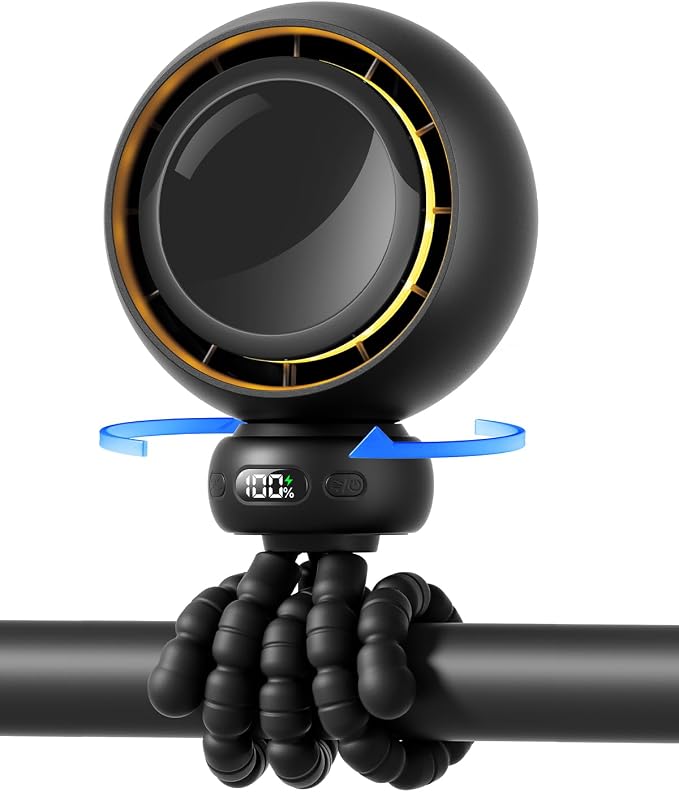 Stroller Fan, Portable Baby Fan with 60° Auto Oscillation, Black | Flexible Tripod Design, USB-C Rechargeable, Long Battery Life, Quiet Motor, 4-Speed Cooling by BEARWIND
