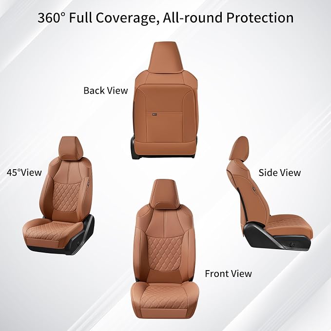 Huidasource Custom Fit RAV4 (Gas Only) Front Seat Covers, Brown Waterproof Faux Leather Full-Coverage for 2019-2024 Toyota RAV4 LE/XLE & XLE Premium/Limited (Does Not Fit Adventure and TRD Off-Road) - Image 7