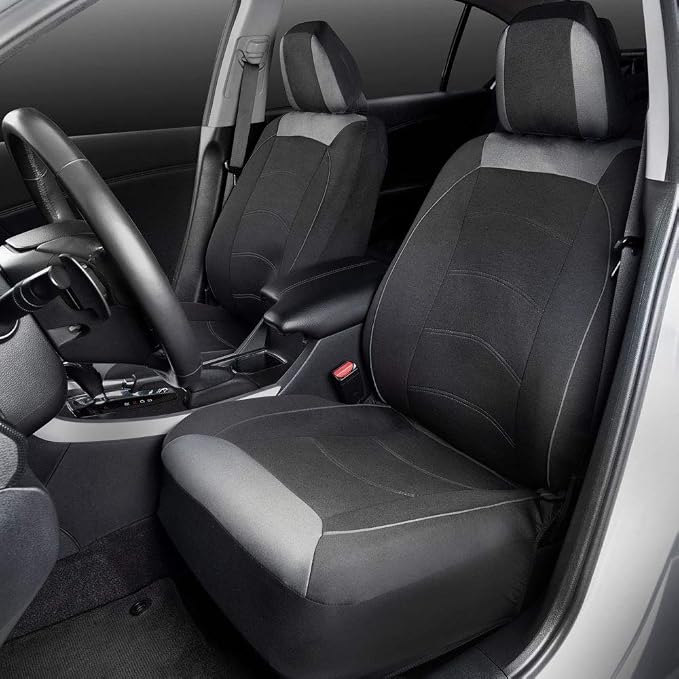 Motor Trend Front & Rear Car Seat Covers Full Set - Gray Cloth Bucket Seat Covers for Front Seats + Waterproof Rear Split Bench Cover – Universal Fit for Car Truck SUV Van Interior Protection - Image 7