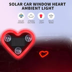 LED Solar Heart Light for Car Window Lights Interior Neon Ambient Lighting Car Accessories for Women Girl Girly Cute Decor Accessory, Smart Light Vibration Sensor, Red, 2 Pack - Image 2